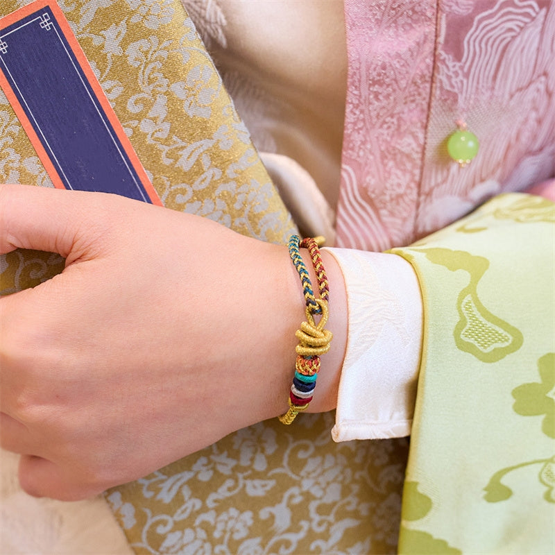 KarmaRipple's Year of the Dragon Koi Fish Mahjong Dice Peach Blossoms Bronze Coin Fortune Woven Bracelet p11