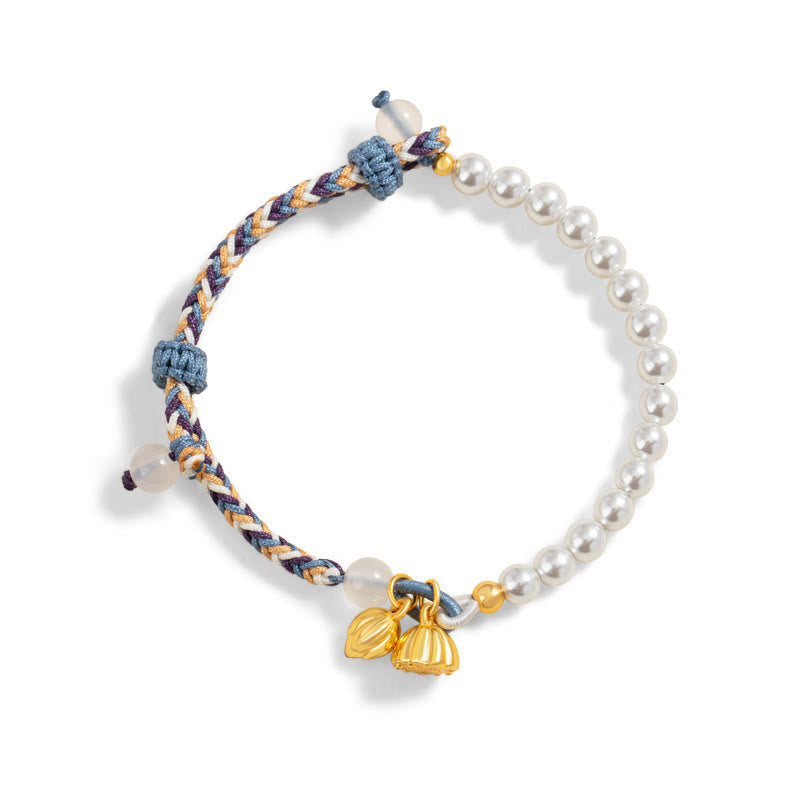 KarmaRipple's 925 Sterling Silver Lotus Pearl Colorful Rope Chalcedony Prosperity Bracelet p8