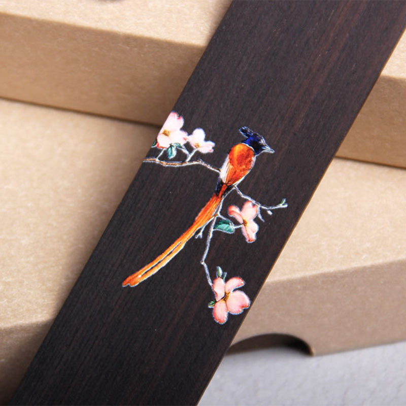 KarmaRipple's Oriole Bird Flower Ebony Wood Bookmarks With Gift Box p4