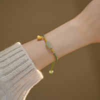 KarmaRipple's Lotus Jade Peace Buckle Bead Fortune Happiness Talisman String Bracelet
