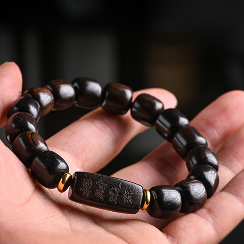 KarmaRipple's Tibetan Ebony Wood Barrel Beadwork Fortunate And Treasure Balance Bracelet p11