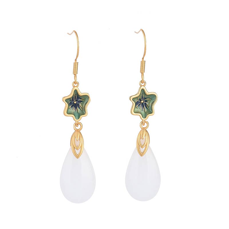KarmaRipple's FengShui Ivory Jade Fortune Drop Earrings p17