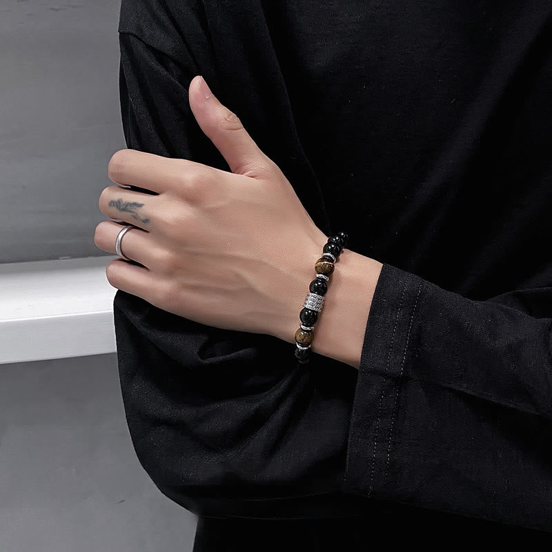 KarmaRipple's Authentic Black Obsidian Tiger Eye Strength Fulfillment Bracelet p9