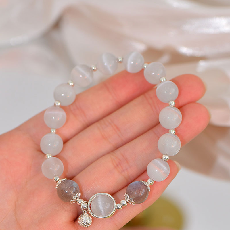 KarmaRipple's 925 Sterling Silver Cat Eye Moonstone Love Support Bracelet p6