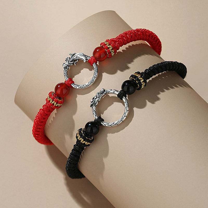 KarmaRipple's Handmade 925 Sterling Silver Year of the Dragon Phoenix Peace Buckle Fortune Pair Bracelet p3