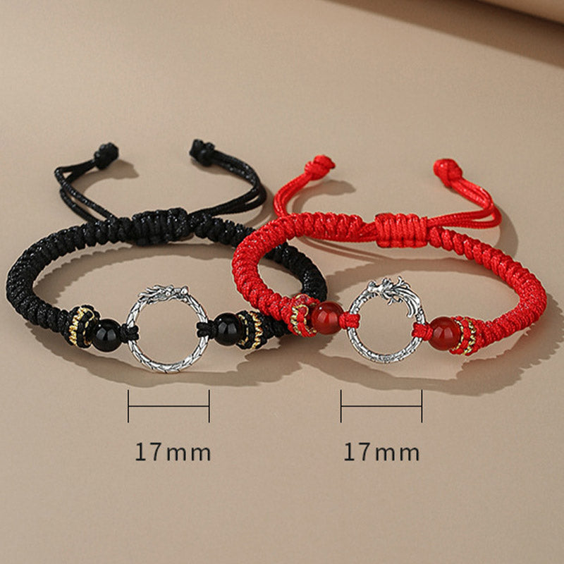 KarmaRipple's Handmade 925 Sterling Silver Year of the Dragon Phoenix Peace Buckle Fortune Pair Bracelet p8