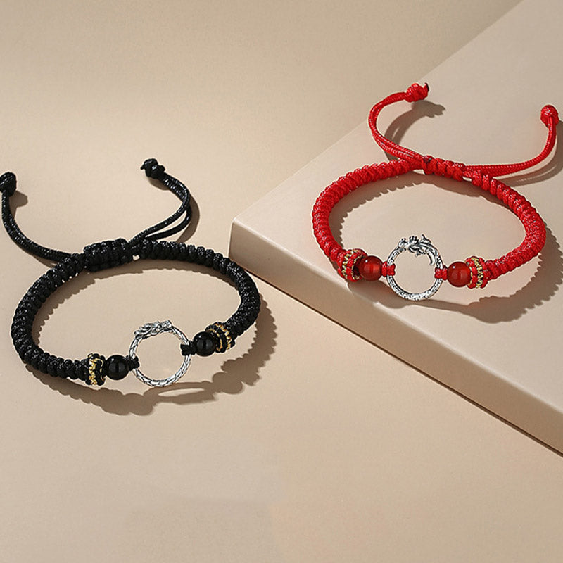 KarmaRipple's Handmade 925 Sterling Silver Year of the Dragon Phoenix Peace Buckle Fortune Pair Bracelet p7