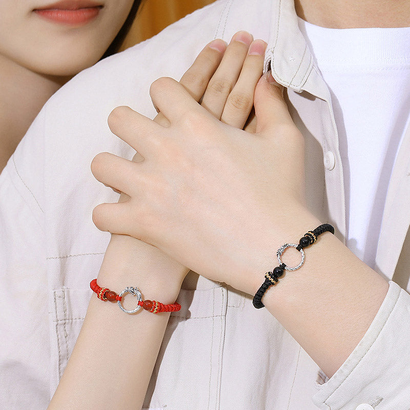 KarmaRipple's Handmade 925 Sterling Silver Year of the Dragon Phoenix Peace Buckle Fortune Pair Bracelet p11