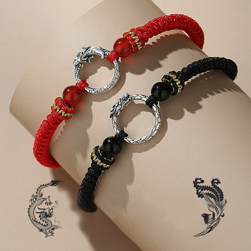 KarmaRipple's Handmade 925 Sterling Silver Year of the Dragon Phoenix Peace Buckle Fortune Pair Bracelet p12
