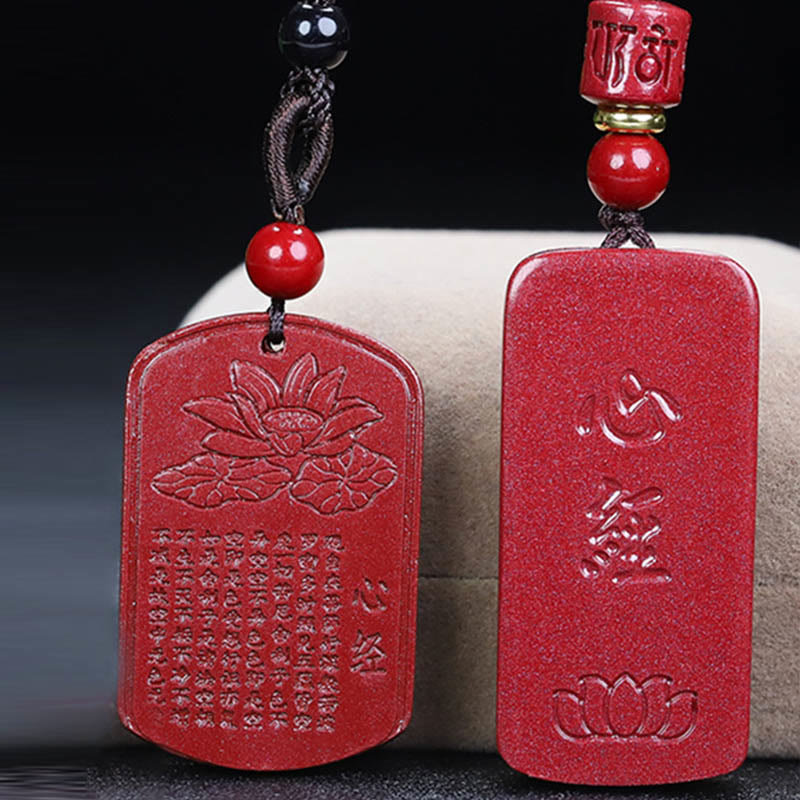 KarmaRipple's Cinnabar Lotus Heart Sutra Engraved Blessing Rope Pendant Necklace p18