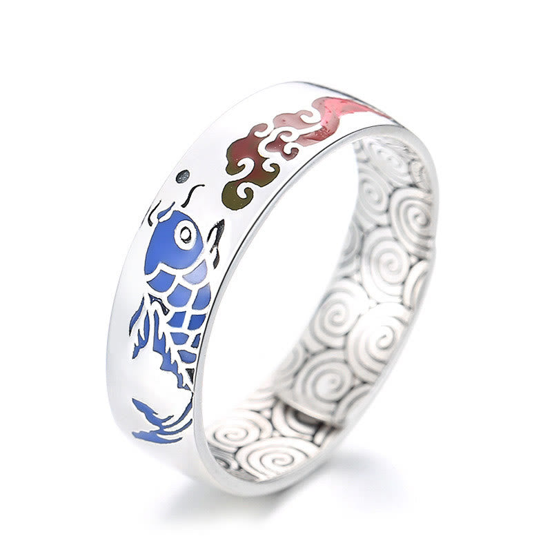 KarmaRipple's 925 Sterling Silver Fortunate Koi Fish Auspicious Clouds Wealth Ring p2