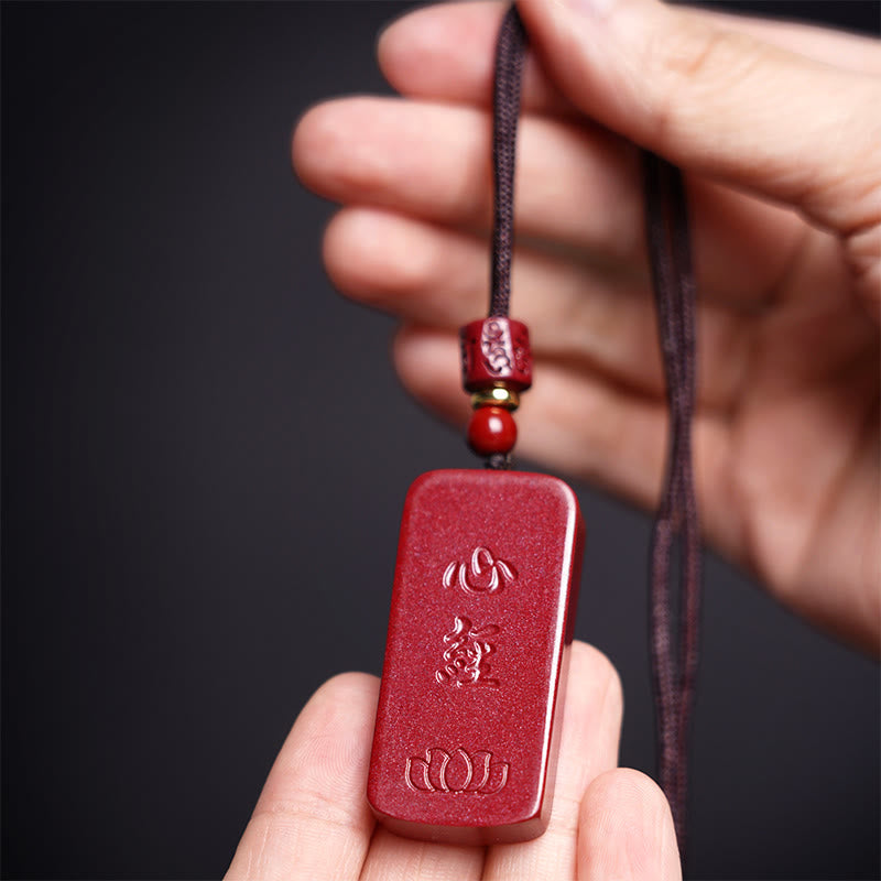 KarmaRipple's Cinnabar Lotus Heart Sutra Engraved Blessing Rope Pendant Necklace p15