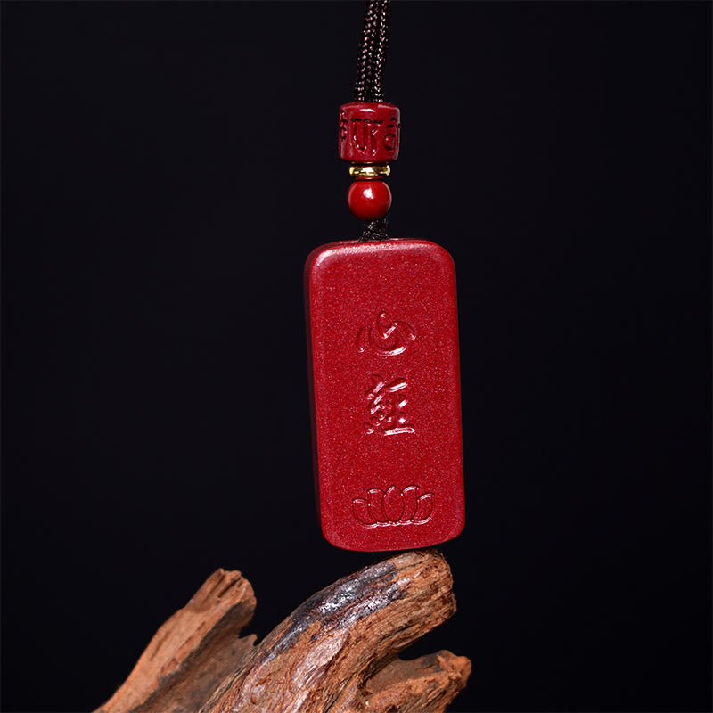KarmaRipple's Cinnabar Lotus Heart Sutra Engraved Blessing Rope Pendant Necklace p12