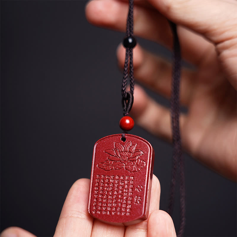 KarmaRipple's Cinnabar Lotus Heart Sutra Engraved Blessing Rope Pendant Necklace p6