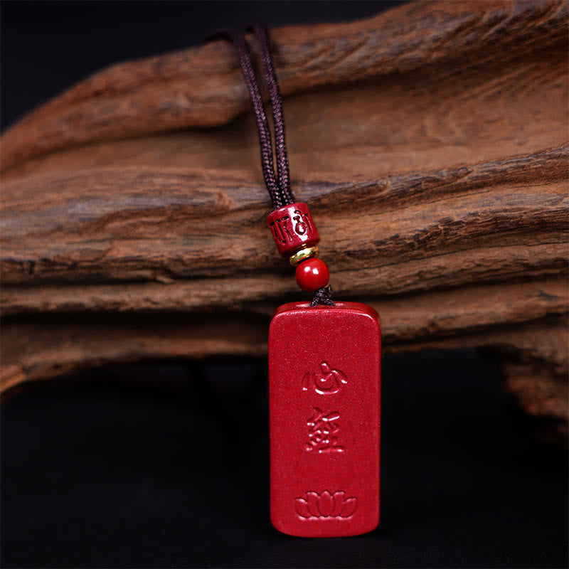 KarmaRipple's Cinnabar Lotus Heart Sutra Engraved Blessing Rope Pendant Necklace p14