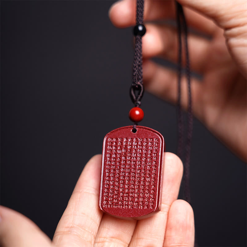 KarmaRipple's Cinnabar Lotus Heart Sutra Engraved Blessing Rope Pendant Necklace p7