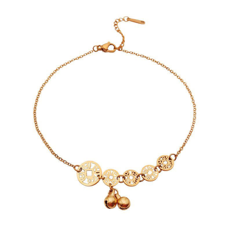 KarmaRipple's Bronze Coins Bell Talisman Titanium Steel Strengthen Anklet p15