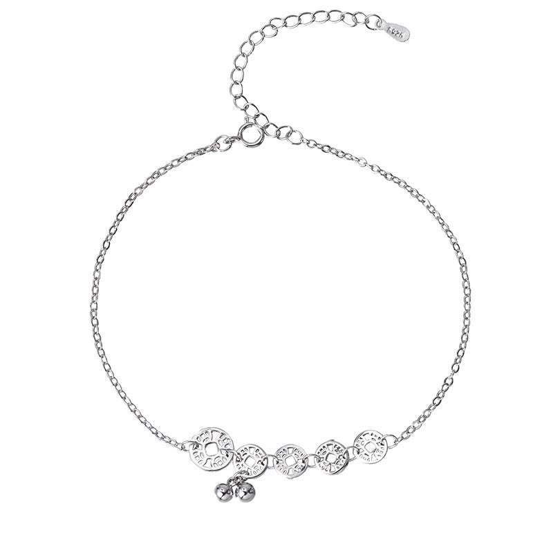 KarmaRipple's 925 Sterling Silver Bronze Coins Bells Protection Metal Anklet p13