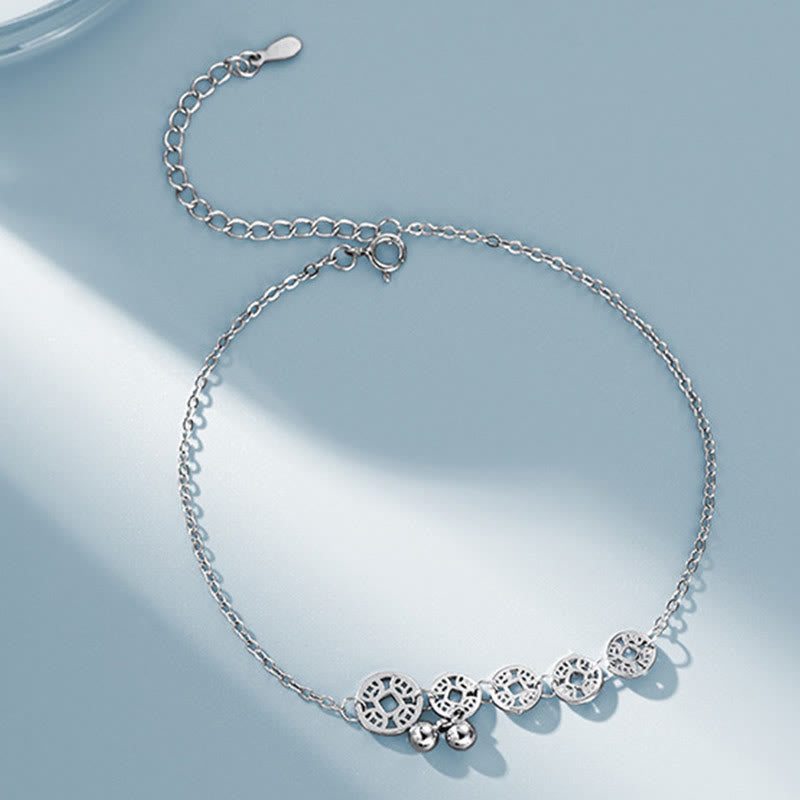 KarmaRipple's 925 Sterling Silver Bronze Coins Bells Protection Metal Anklet p12