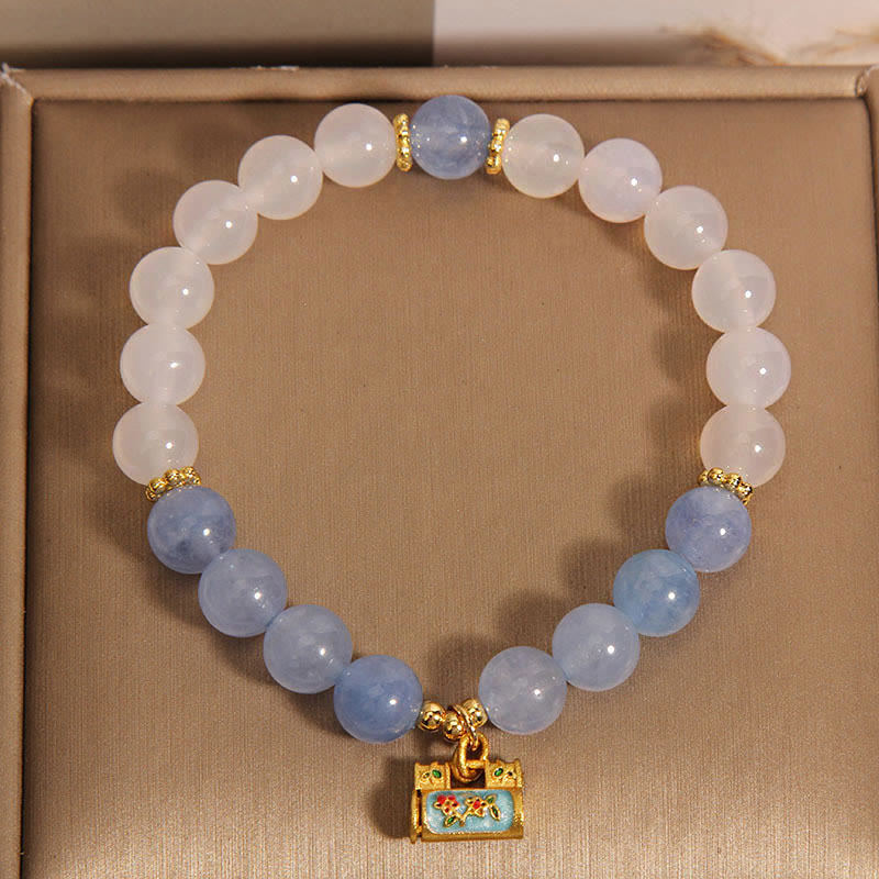 KarmaRipple's Authentic Ivory Agate Aquamarine Protection Bracelet p4