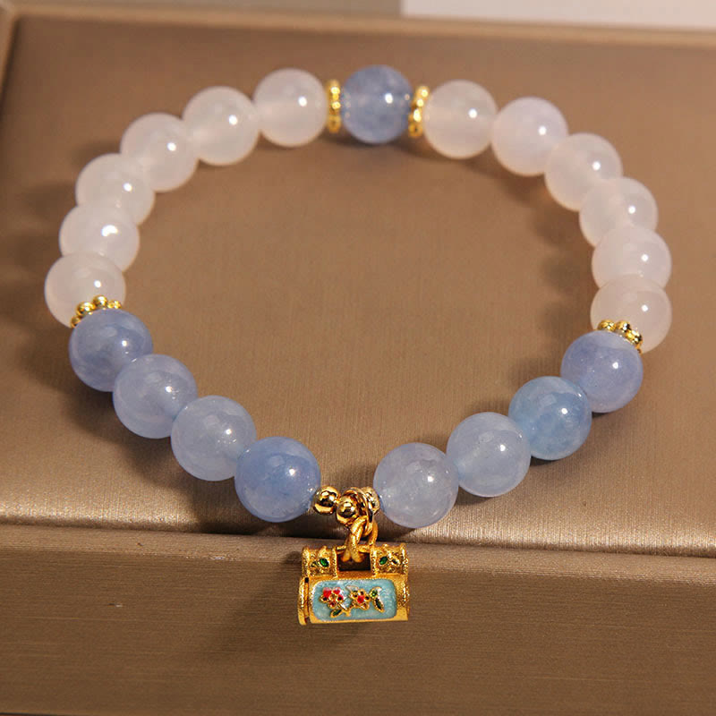 KarmaRipple's Authentic Ivory Agate Aquamarine Protection Bracelet p2