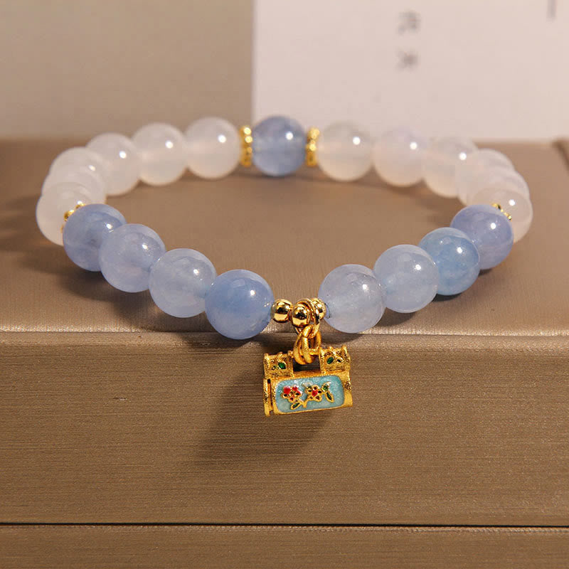 KarmaRipple's Authentic Ivory Agate Aquamarine Protection Bracelet p1