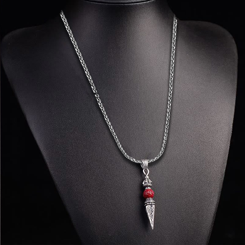KarmaRipple's Cinnabar Sanskrit Dorje Vajra Pattern Blessing Pendant Necklace p7