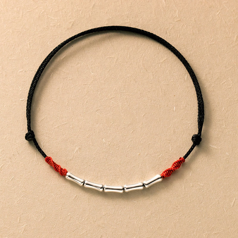 KarmaRipple's 925 Sterling Silver Bamboo Design Fortune Woven Ultra-Thin Rope Bracelet p3