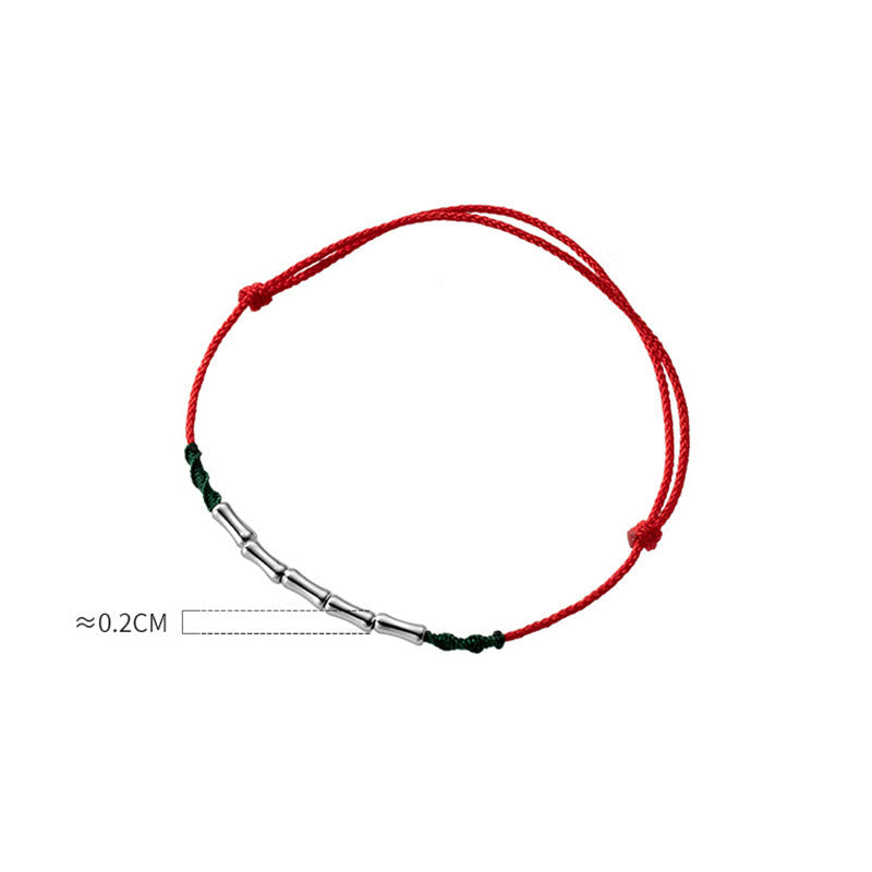 KarmaRipple's 925 Sterling Silver Bamboo Design Fortune Woven Ultra-Thin Rope Bracelet p8