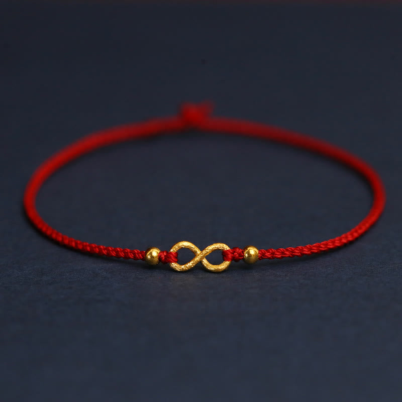 KarmaRipple's 999 Gold Mobius Infinite Love Fu Character Bronze Coin Protection Handmade Ultra-Thin Rope Bracelet p19