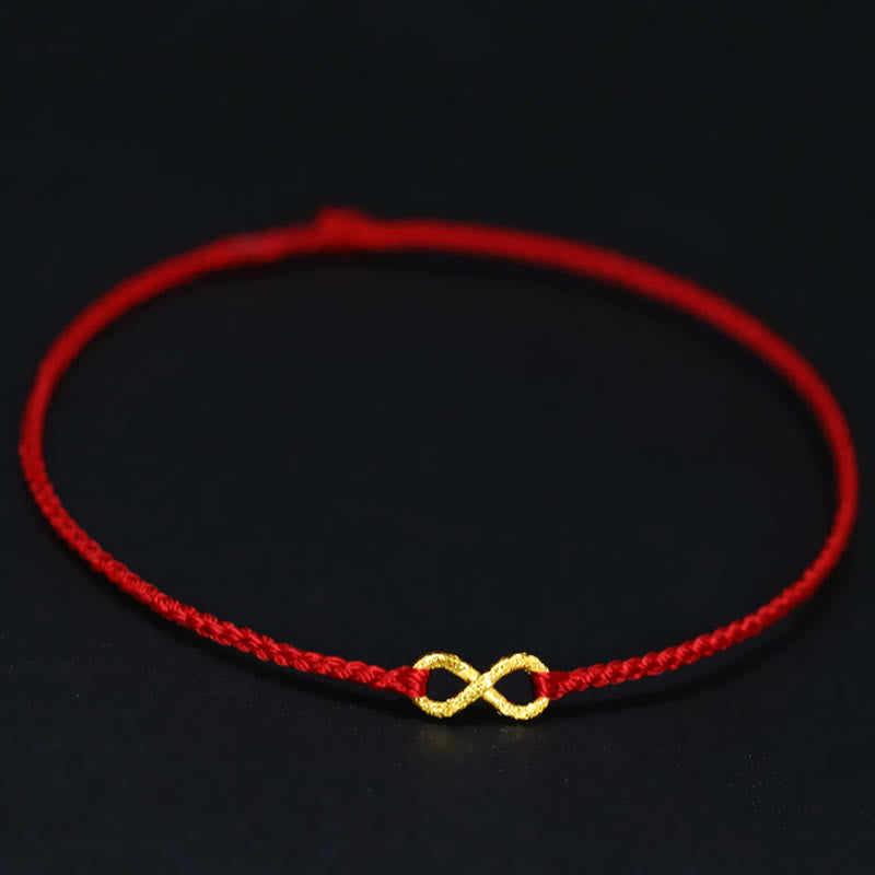KarmaRipple's 999 Gold Mobius Infinite Love Fu Character Bronze Coin Protection Handmade Ultra-Thin Rope Bracelet p30