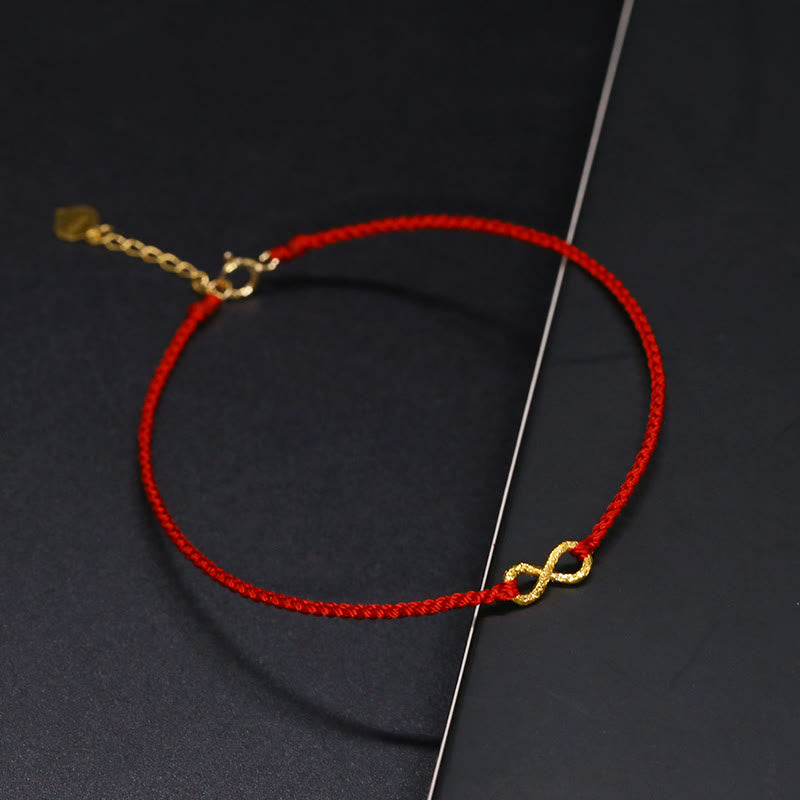 KarmaRipple's 999 Gold Mobius Infinite Love Fu Character Bronze Coin Protection Handmade Ultra-Thin Rope Bracelet p74
