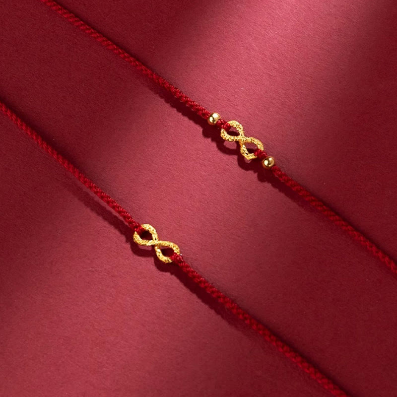 KarmaRipple's 999 Gold Mobius Infinite Love Fu Character Bronze Coin Protection Handmade Ultra-Thin Rope Bracelet p8