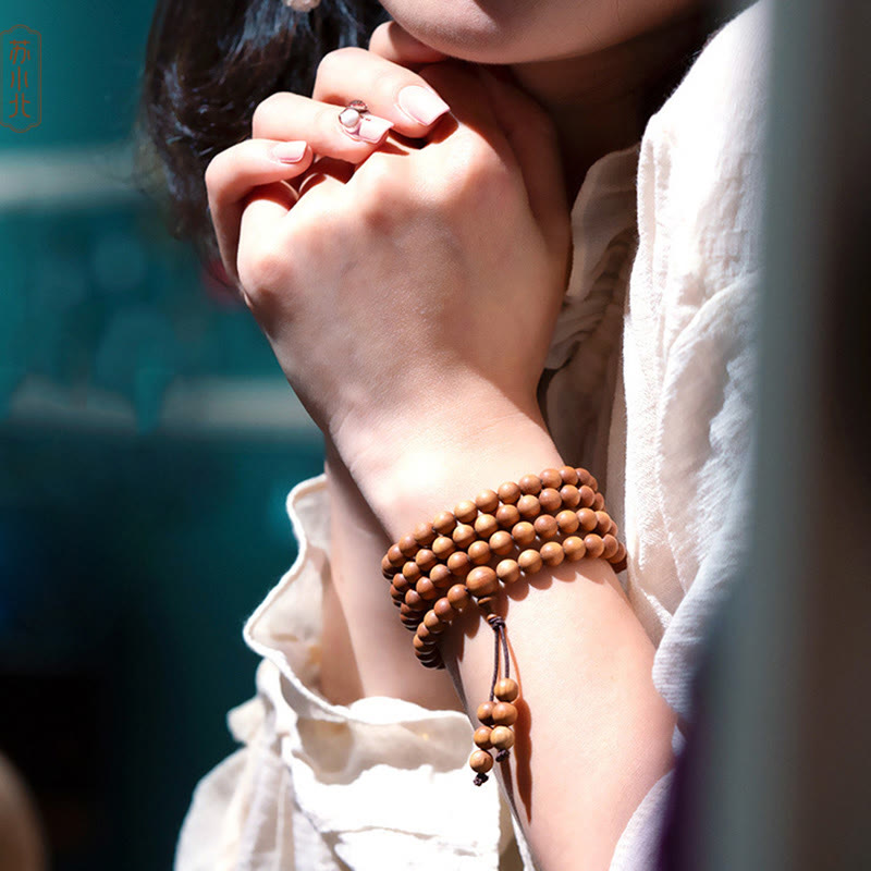 KarmaRipple's Mysore Sandalwood Wood Bead Balancing Mala Bracelet p20