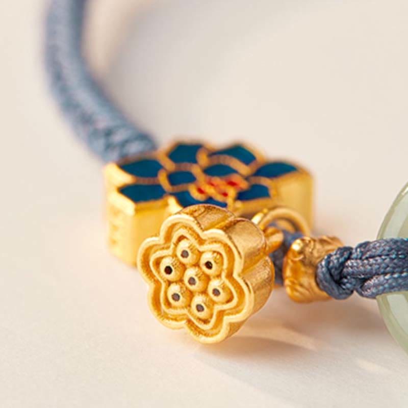 KarmaRipple's Hetian Jade Lotus Peace Buckle Woven Rope Fortune Bracelet p19