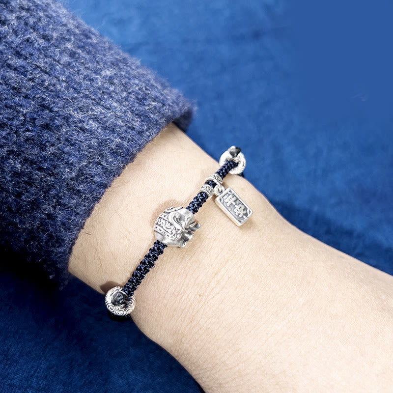 KarmaRipple's 925 Sterling Silver Elephant Safe And Well Amulet Talisman Strength Bracelet p5