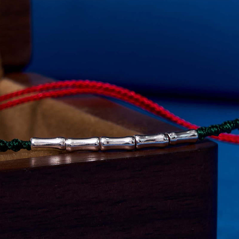 KarmaRipple's 925 Sterling Silver Bamboo Design Fortune Woven Ultra-Thin Rope Bracelet p6