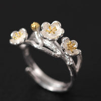KarmaRipple's 925 Sterling Silver Plum Bossom Calm Ring