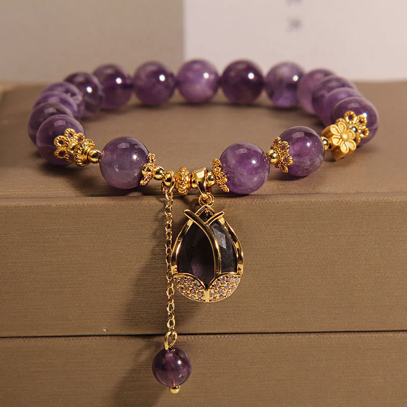 KarmaRipple's Amethyst Lily Talisman Balance Balancing Bracelet p1
