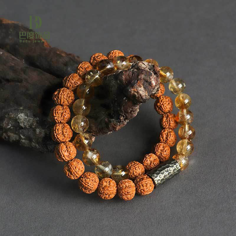 KarmaRipple's Citrine Sandalwood Bodhi Seed Protection Double Wrap Bracelet p7
