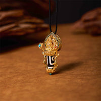 KarmaRipple's Tibetan Dzi Bead Manjusri Bodhisattva Pattern Compassion String Pendant Necklace