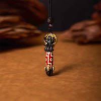KarmaRipple's Tibet Om Mani Padme Hum Dzi Bead Skull Wisdom Pendant Necklace