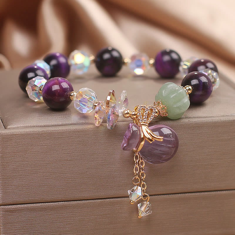 KarmaRipple's Purple Tiger Eye Ivory Gemstone Amethyst Jade Bravery Bracelet p9