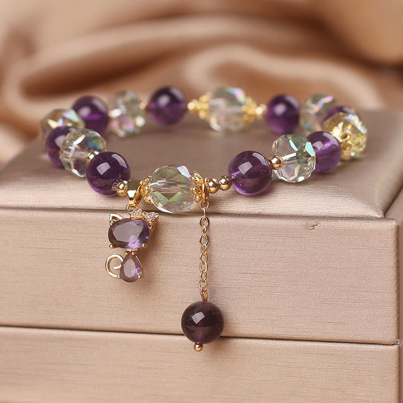 KarmaRipple's Amethyst Ivory Gemstone Fox Meditation Bracelet p8