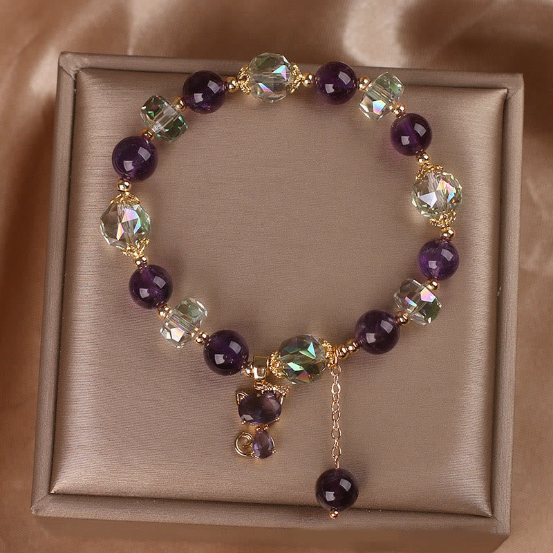 KarmaRipple's Amethyst Ivory Gemstone Fox Meditation Bracelet p10