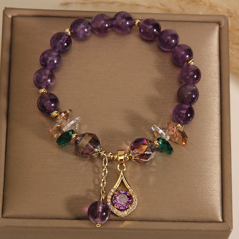 KarmaRipple's Amethyst Green Gemstone Citrine Ivory Gemstone Spiritual Awareness Bracelet p3