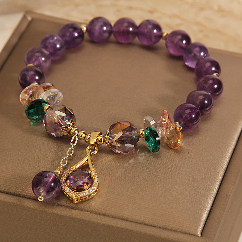 KarmaRipple's Amethyst Green Gemstone Citrine Ivory Gemstone Spiritual Awareness Bracelet p4