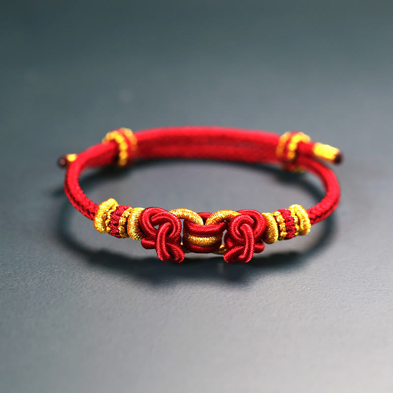 KarmaRipple's Red String Saddle Weave Strength Bracelet p1