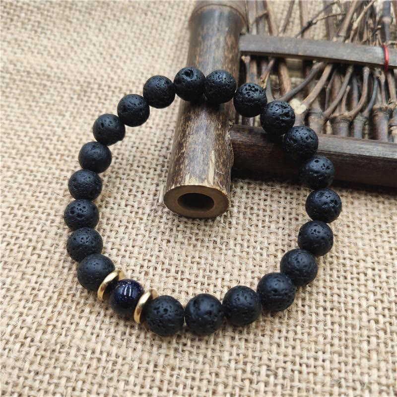 KarmaRipple's Lava Rock Goldstone Blue Sandstone Balancing Bracelet p17