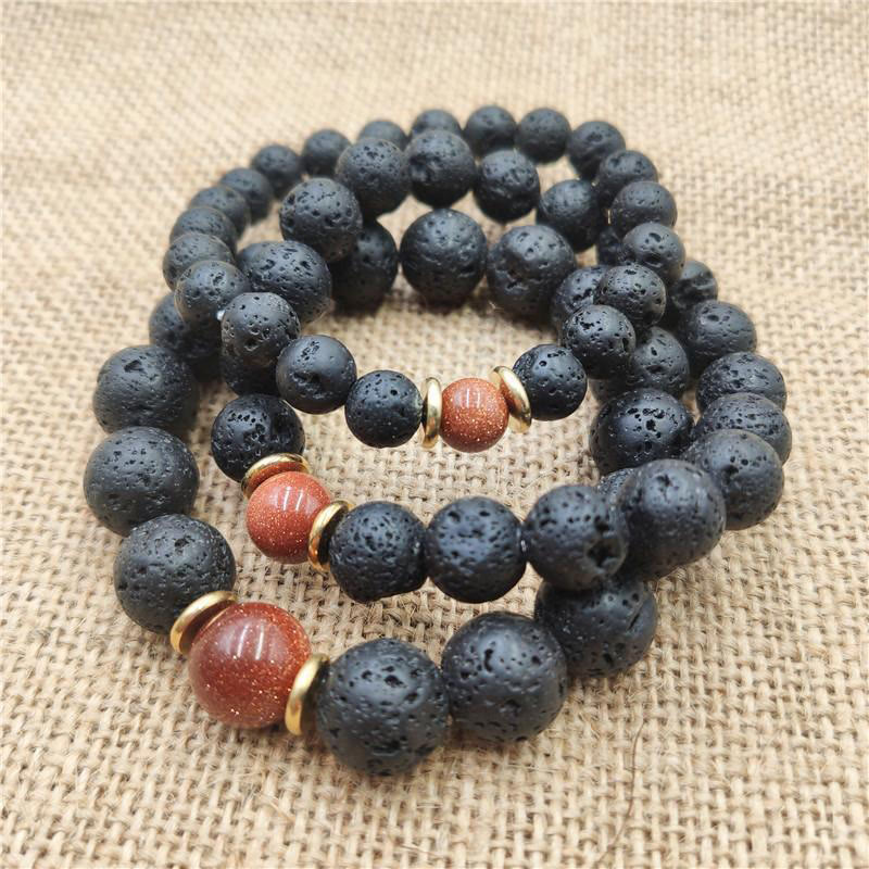 KarmaRipple's Lava Rock Goldstone Blue Sandstone Balancing Bracelet p11
